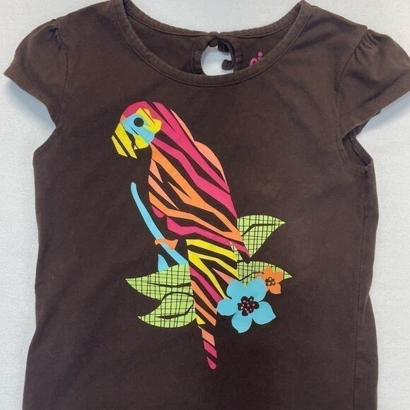 Parrot Short Sleeve T-shirt brown girls Size 7 - Picture 2 of 5